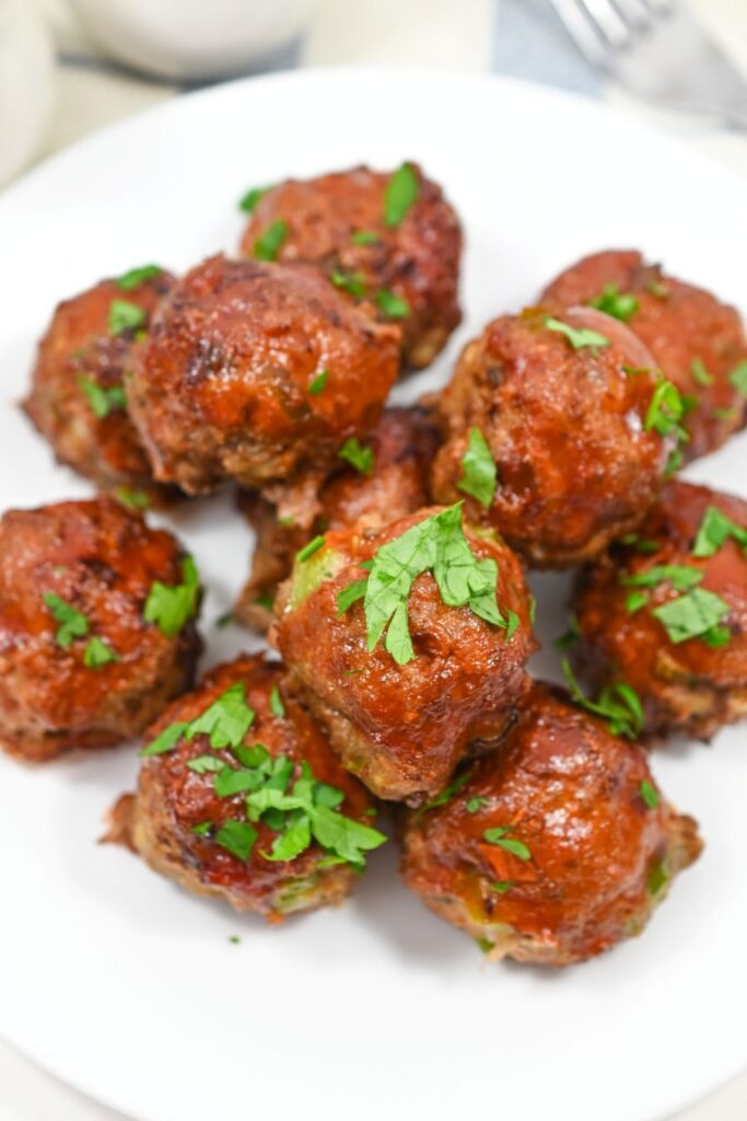 Diabetic-Friendly Turkey Meatloaf Meatballs Turkey Meatloaf Meatballs on a white plate.