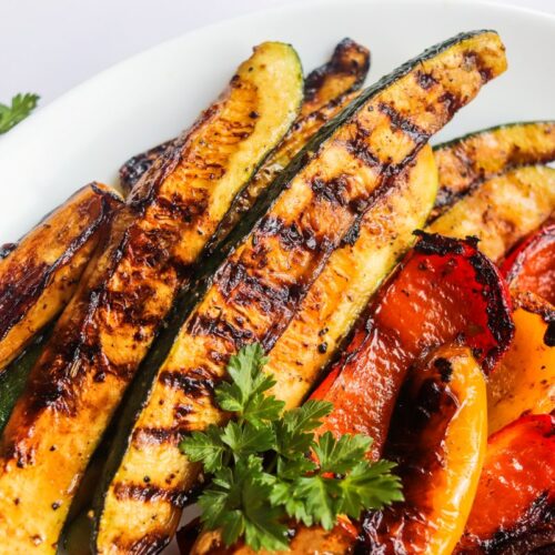 Diabetic-Friendly Balsamic Grilled Vegetables Balsamic Grilled Vegetables on a plate.
