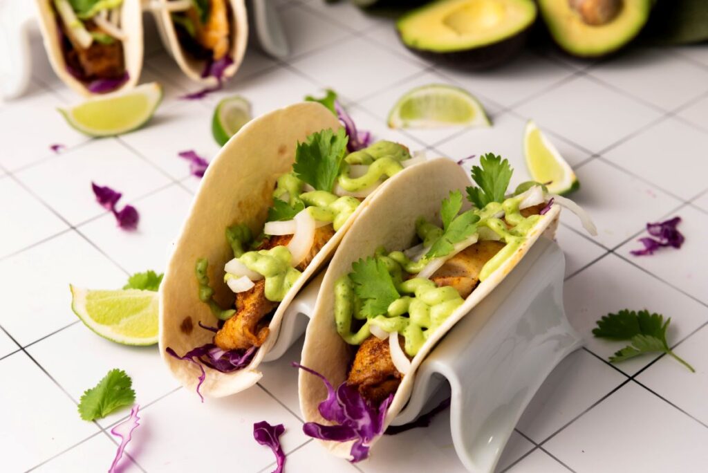 Two Blackened Tilapia Tacos.