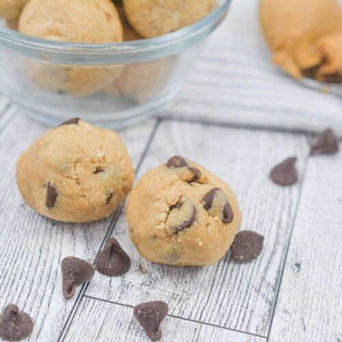Cookie Dough Energy Balls in a serving board.